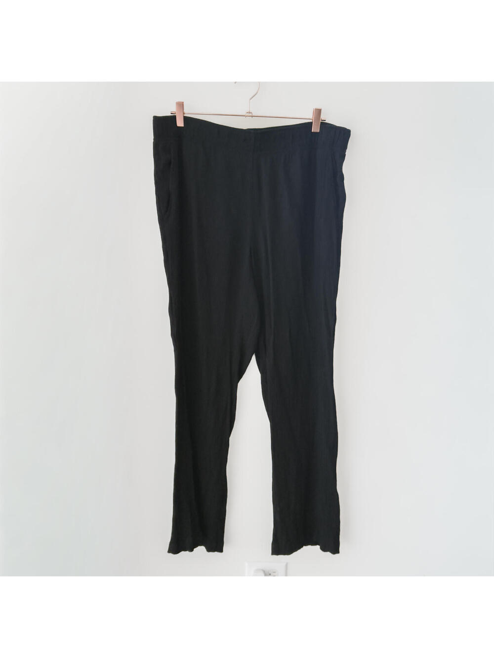 Gap Black Crinkle Wide-Leg Pull-On Pants XL